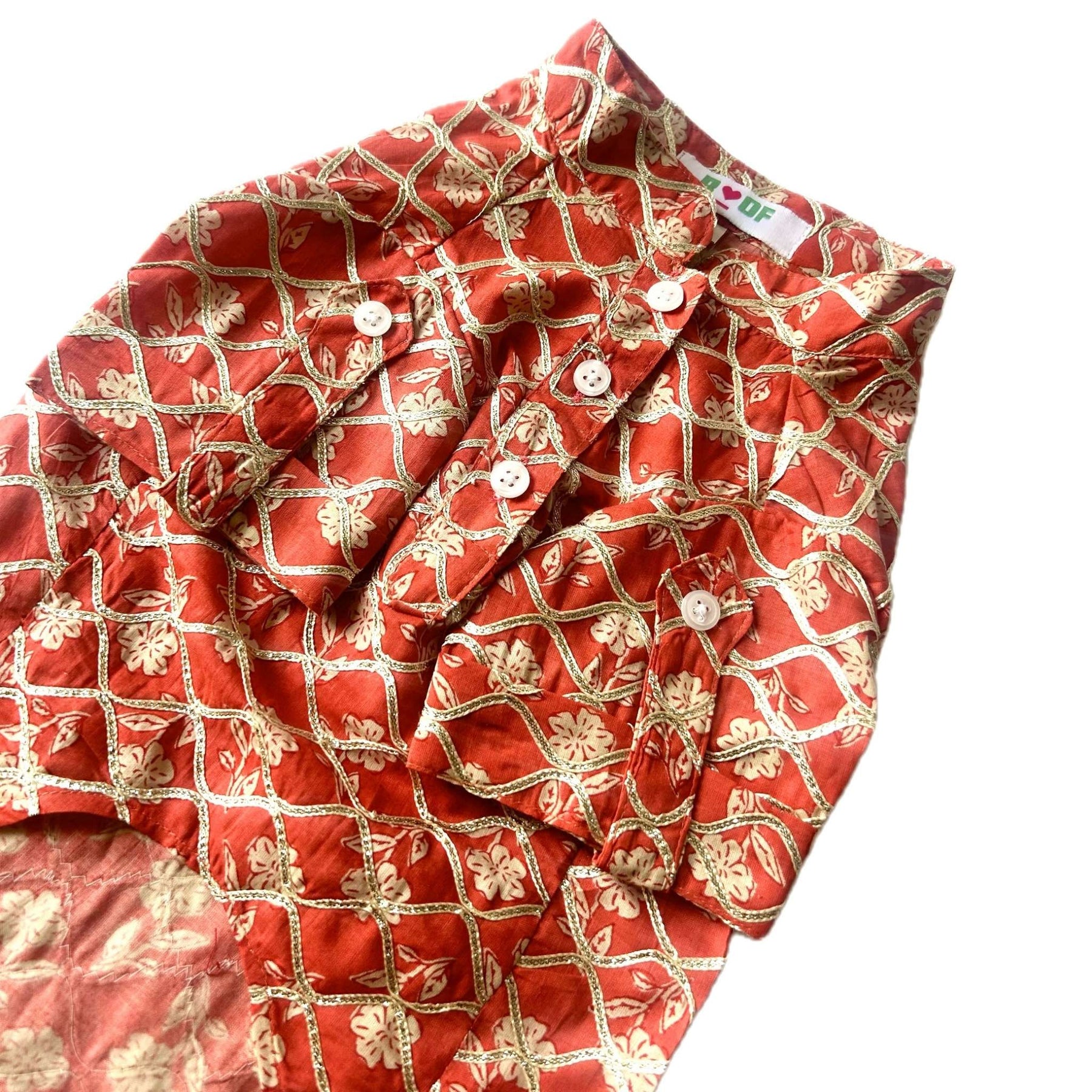 CARROT RED BLOCK PRINT GOTA DOG KURTA