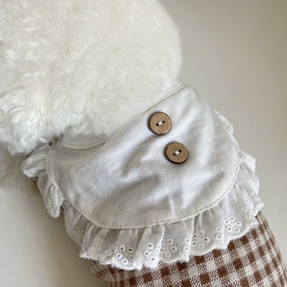 GINGHAM CHECK BIB DOG ONESIE