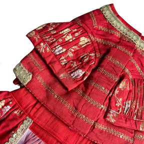 ORANGE BROCADE MIRROR WORK DOG LEHENGA