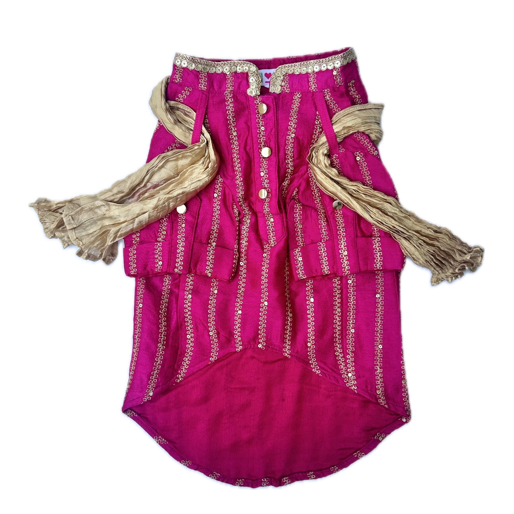 MAGENTA PINK ZARI WORK DOG KURTA