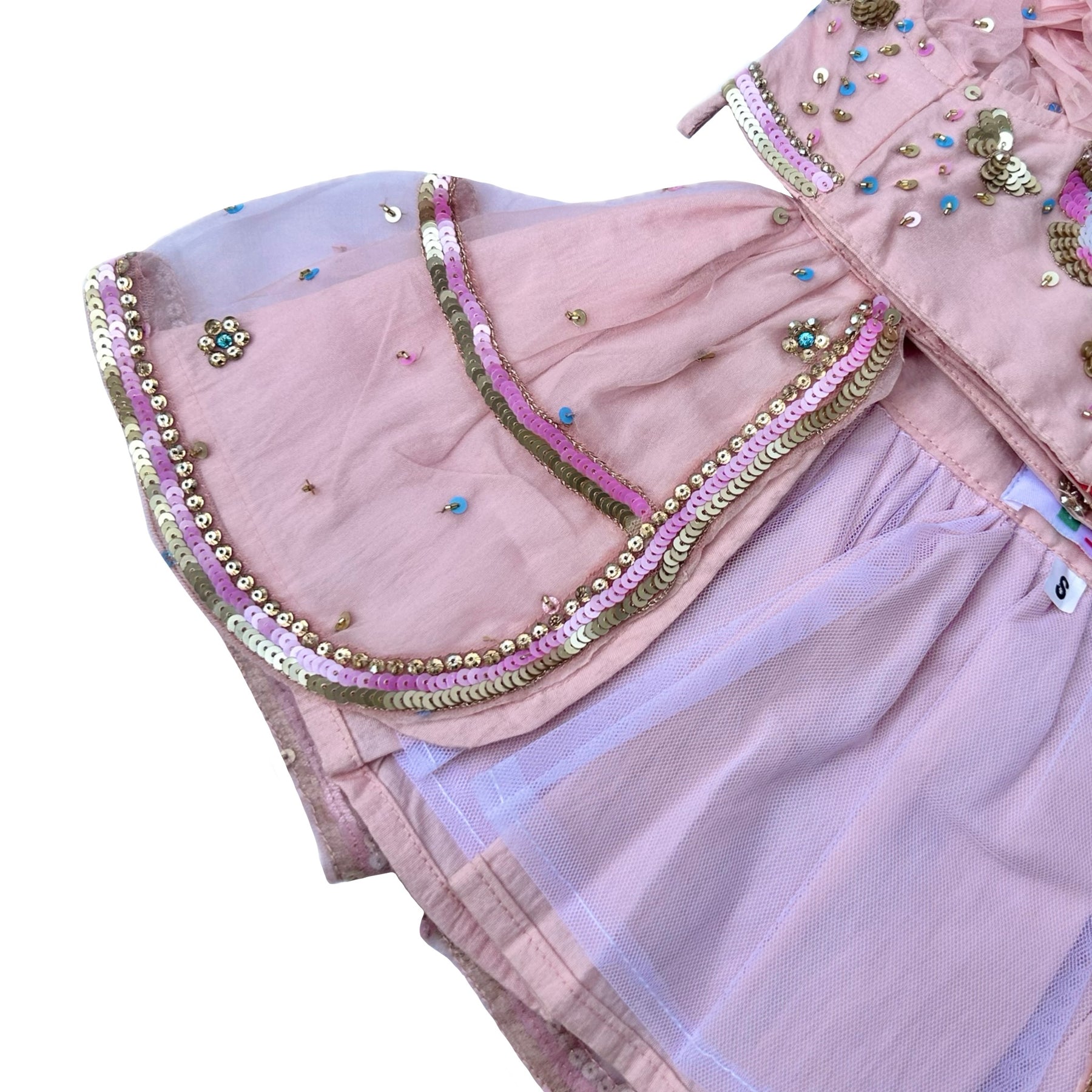 LIGHT PINK BUTTERFLY DOG LEHENGA