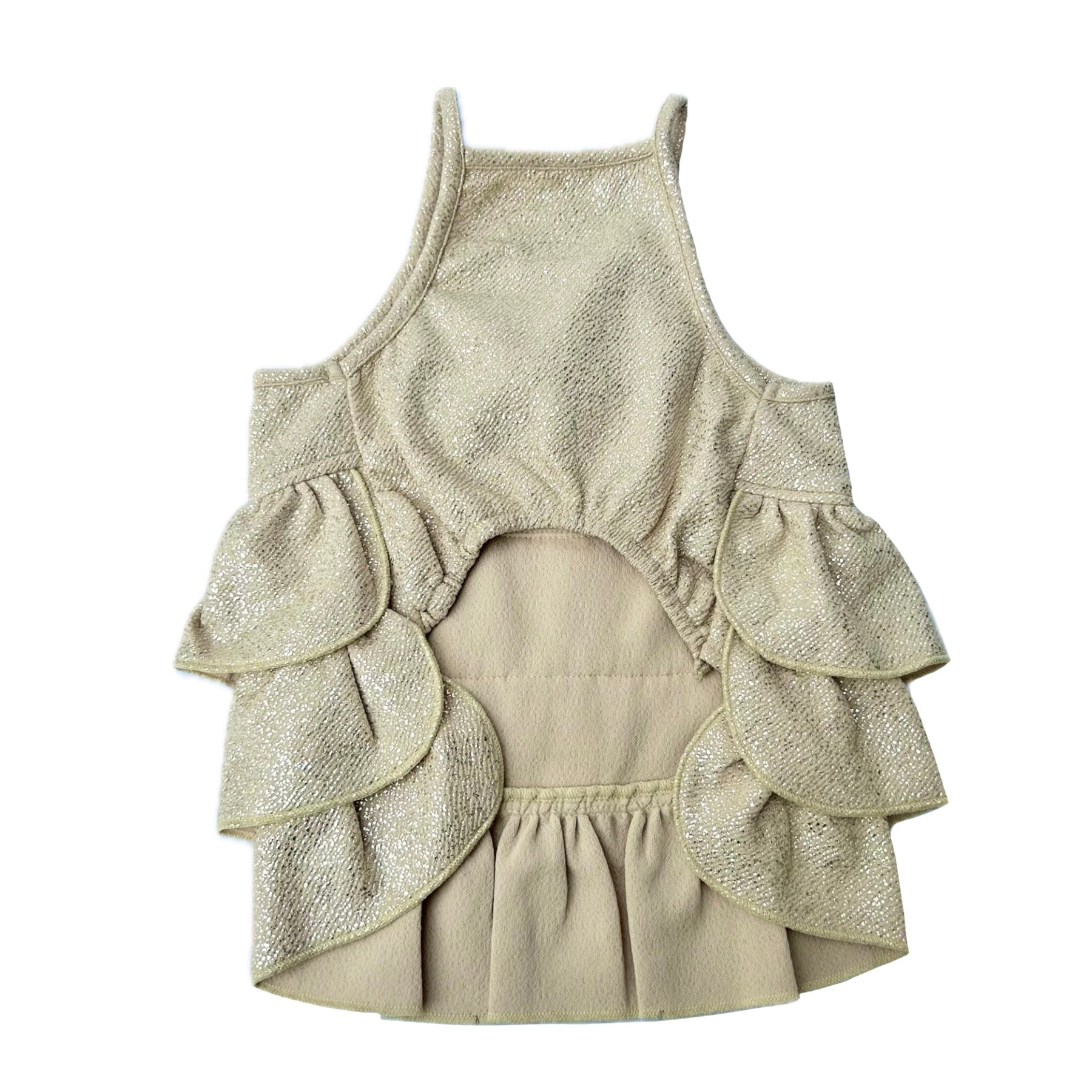 GOLD RUFFLE GEM STONE DOG DRESS