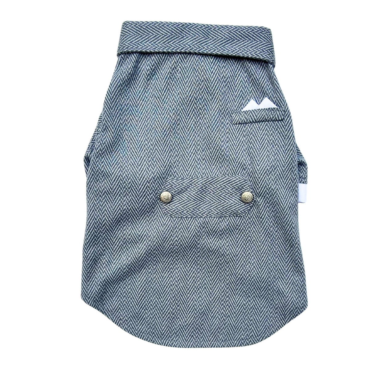 GREY HERRINGBONE COTTON WOOL TUXEDO FOR DOGS AND CATS