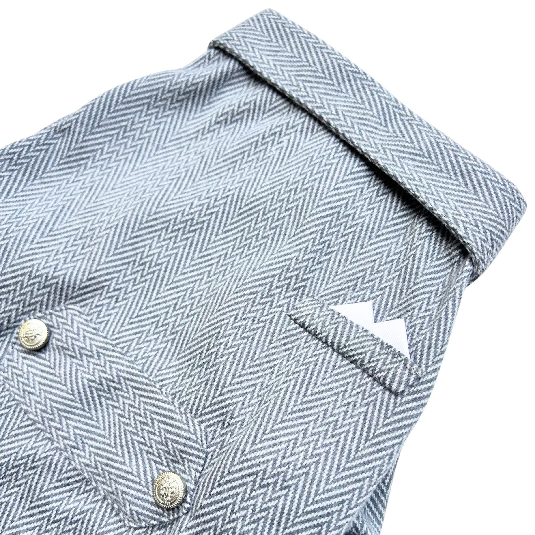 GREY HERRINGBONE COTTON WOOL TUXEDO FOR DOGS AND CATS