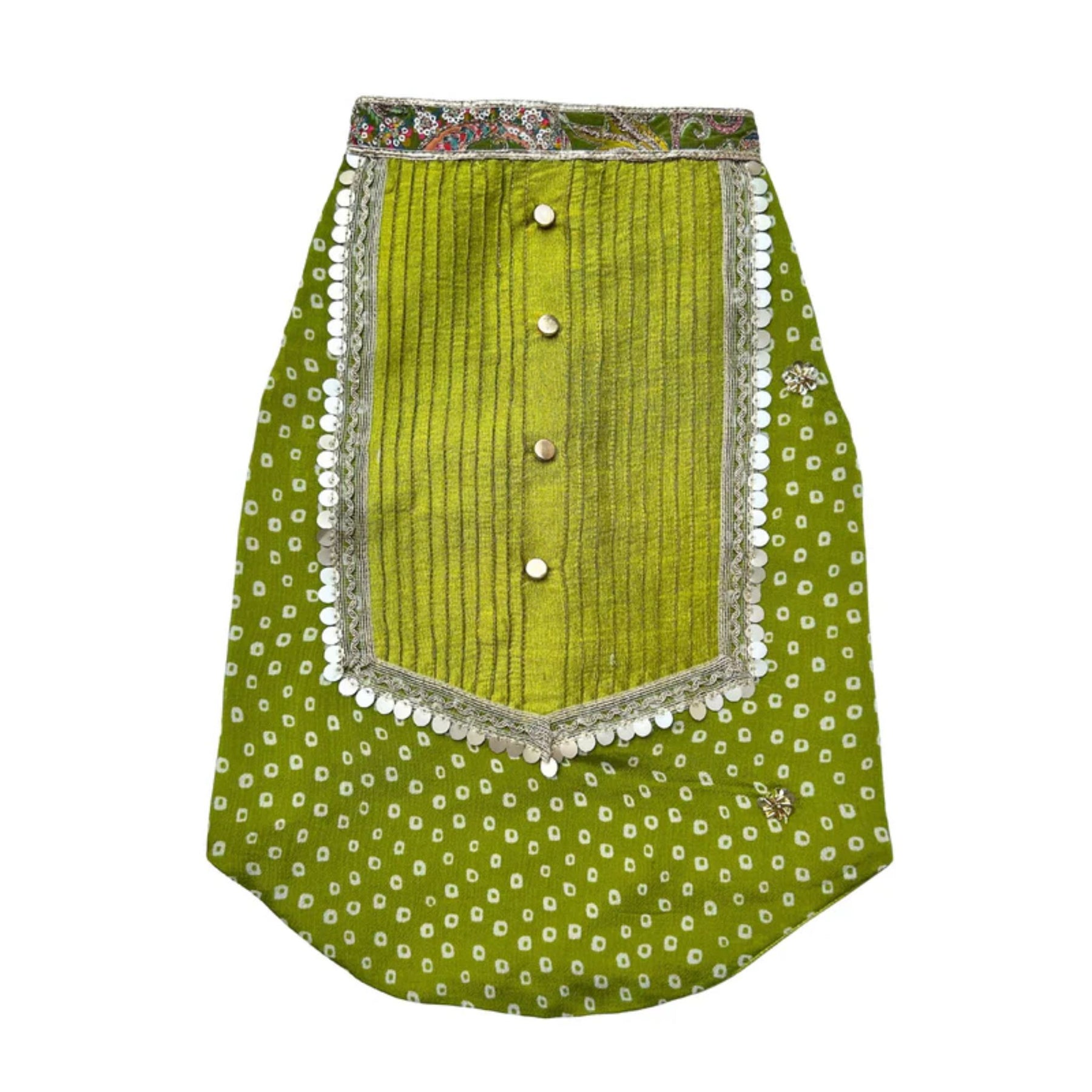 MEHENDI GREEN BANDHANI SHERWANI + FETCH BALL RAKHI FOR DOGS AND CATS