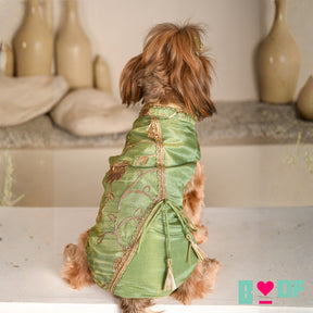 PISTA GREEN GOTA PHOOL WAISTCOAT FOR DOGS AND CATS