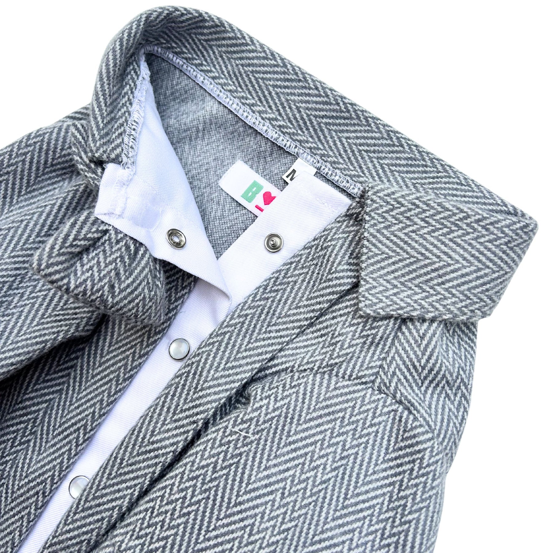 GREY HERRINGBONE COTTON WOOL TUXEDO FOR DOGS AND CATS