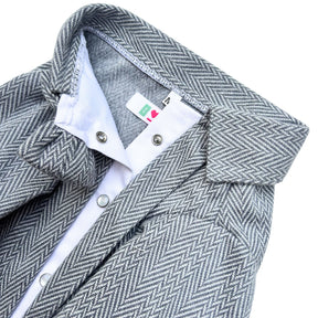 GREY HERRINGBONE COTTON WOOL TUXEDO FOR DOGS AND CATS