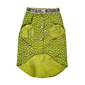 MEHENDI GREEN BANDHANI SHERWANI + FETCH BALL RAKHI FOR DOGS AND CATS