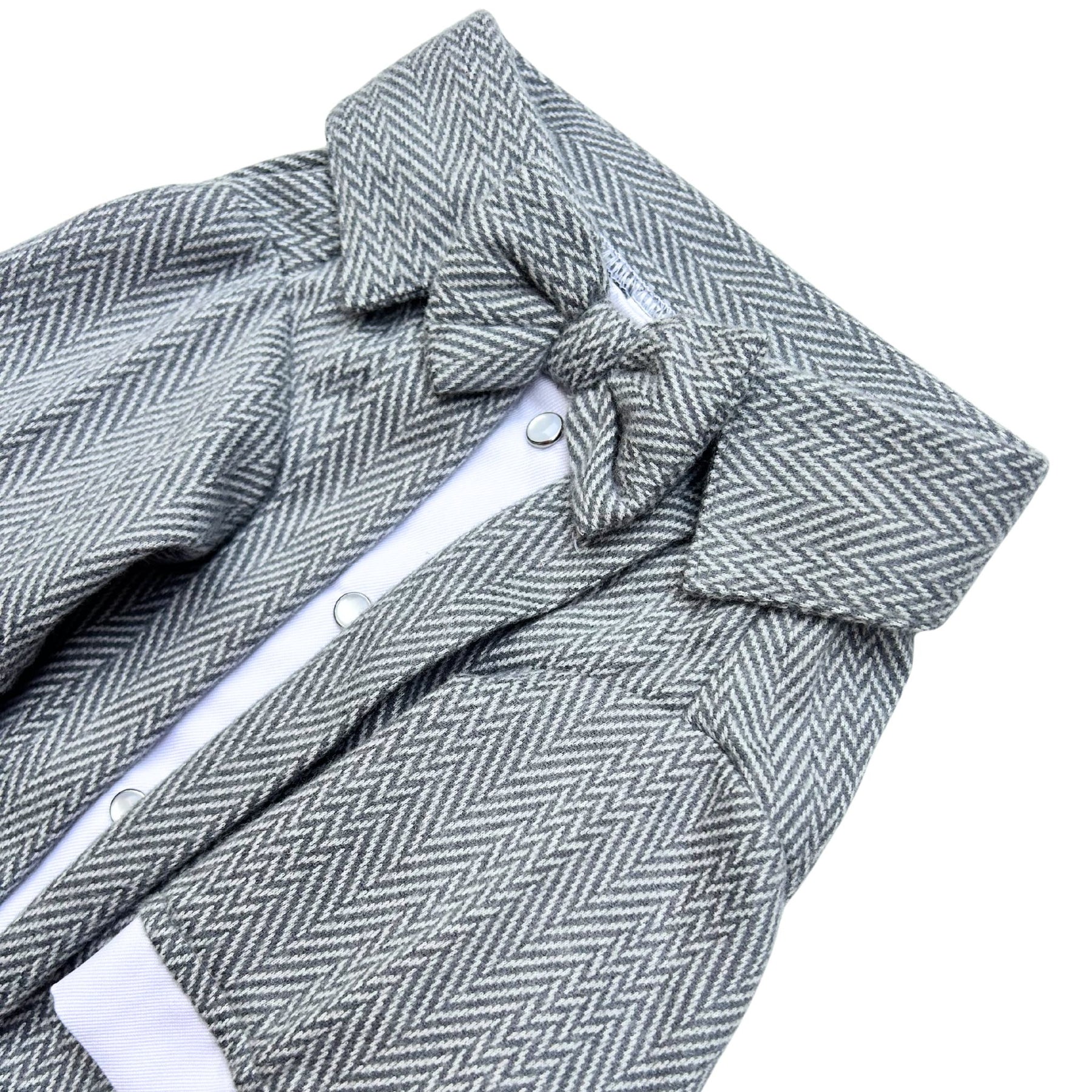 GREY HERRINGBONE COTTON WOOL TUXEDO FOR DOGS AND CATS