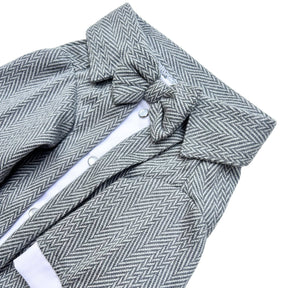 GREY HERRINGBONE COTTON WOOL TUXEDO FOR DOGS AND CATS