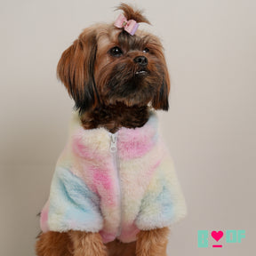 COLOURFUL FUR DOG JACKET