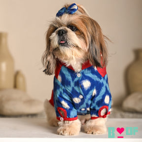 COLOUR BLOCK IKAT PRINTED COTTON KURTA FOR DOGS AND CATS