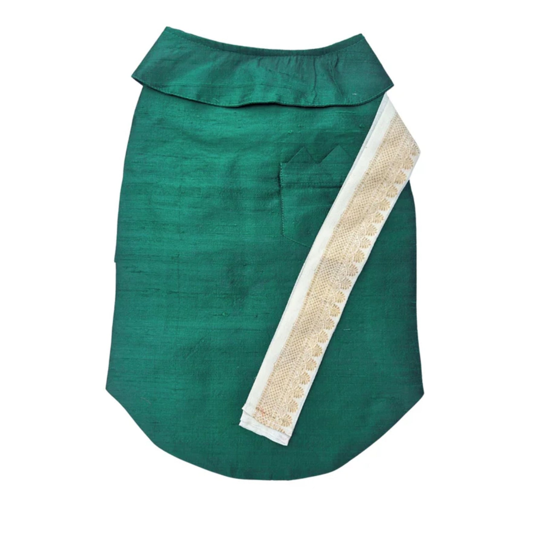 GREEN PURE RAW SILK KURTA FOR DOGS AND CATS + GREEN BHAI RAKHI FOR DOG AND CATS