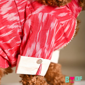 PINK COTTON IKAT PRINTED KURTA FOR DOGS AND CATS