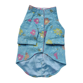 PASTEL BLUE FLORAL THREAD EMBROIDERED KURTA + GOOD BOY BLUE BONE RAKHI FOR DOG AND CATS