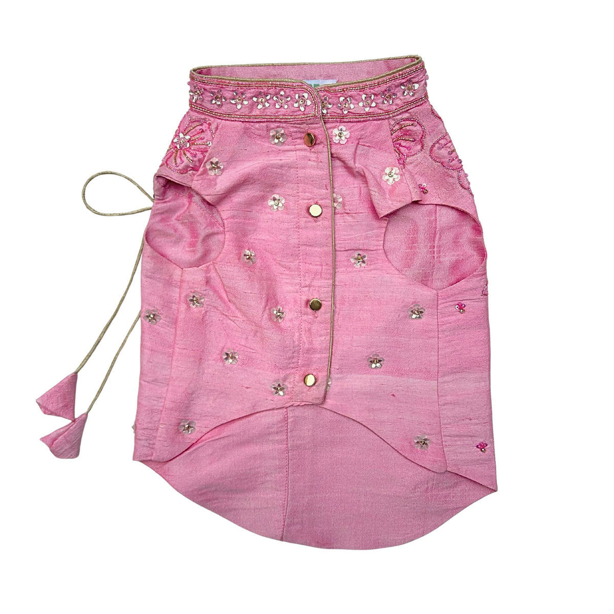 PINK BEADED FLOWER APPLIQUE SHERWANI