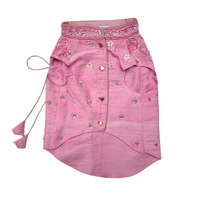 PINK BEADED FLOWER APPLIQUE SHERWANI FOR DOGS AND CATS