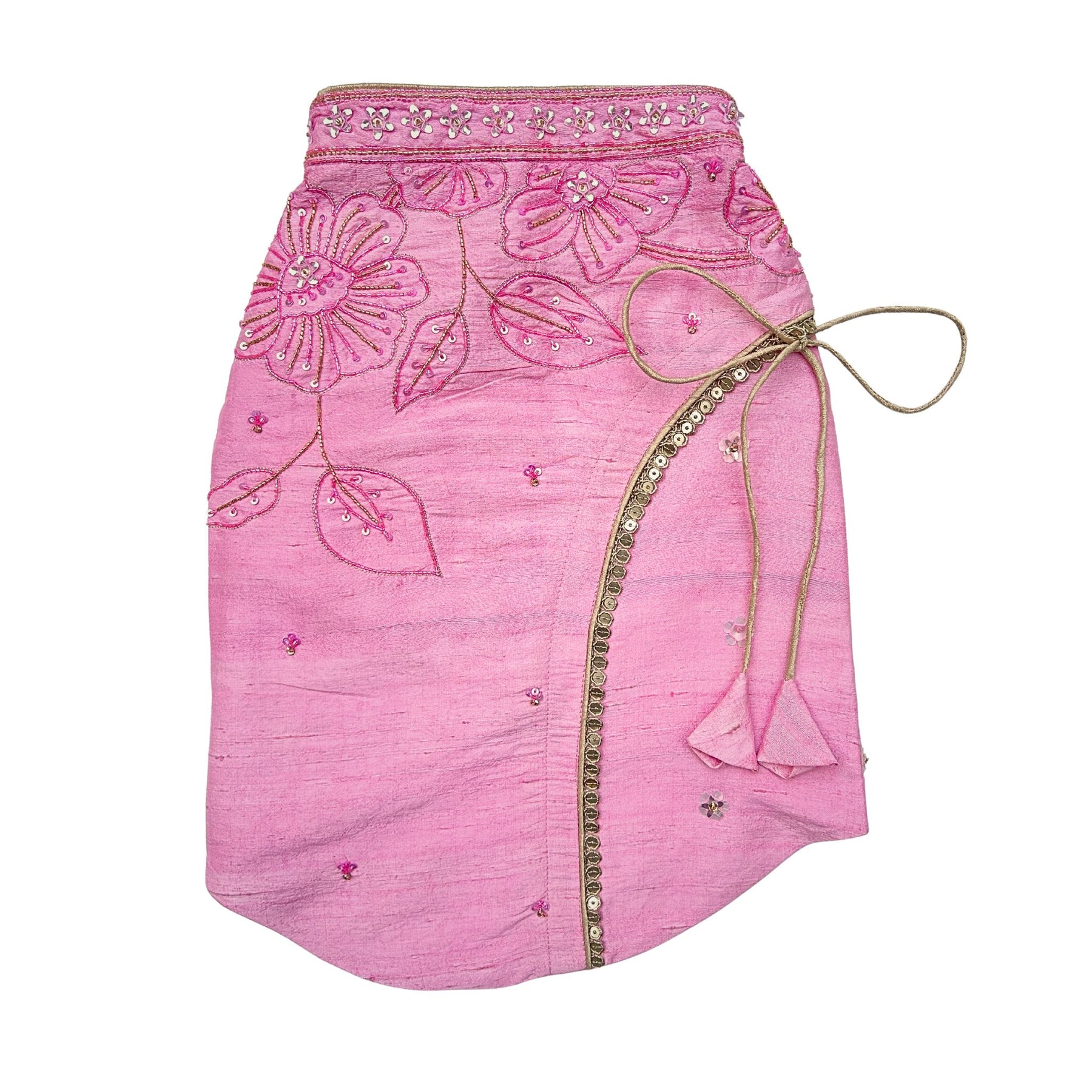 PINK BEADED FLOWER APPLIQUE SHERWANI FOR DOGS AND CATS