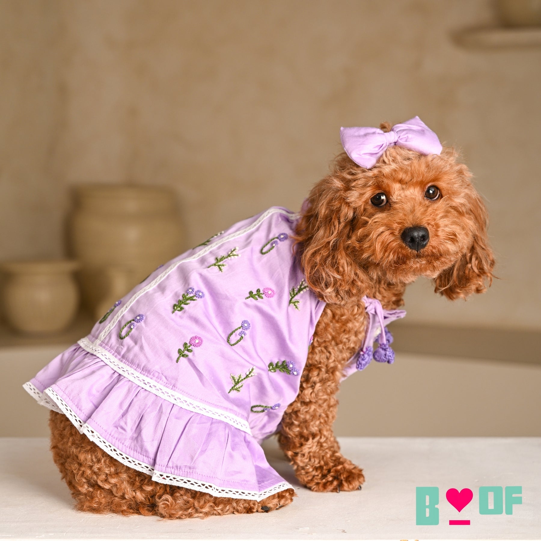 LILAC FOREST GATHER DRESS FOR DOGS AND CATS