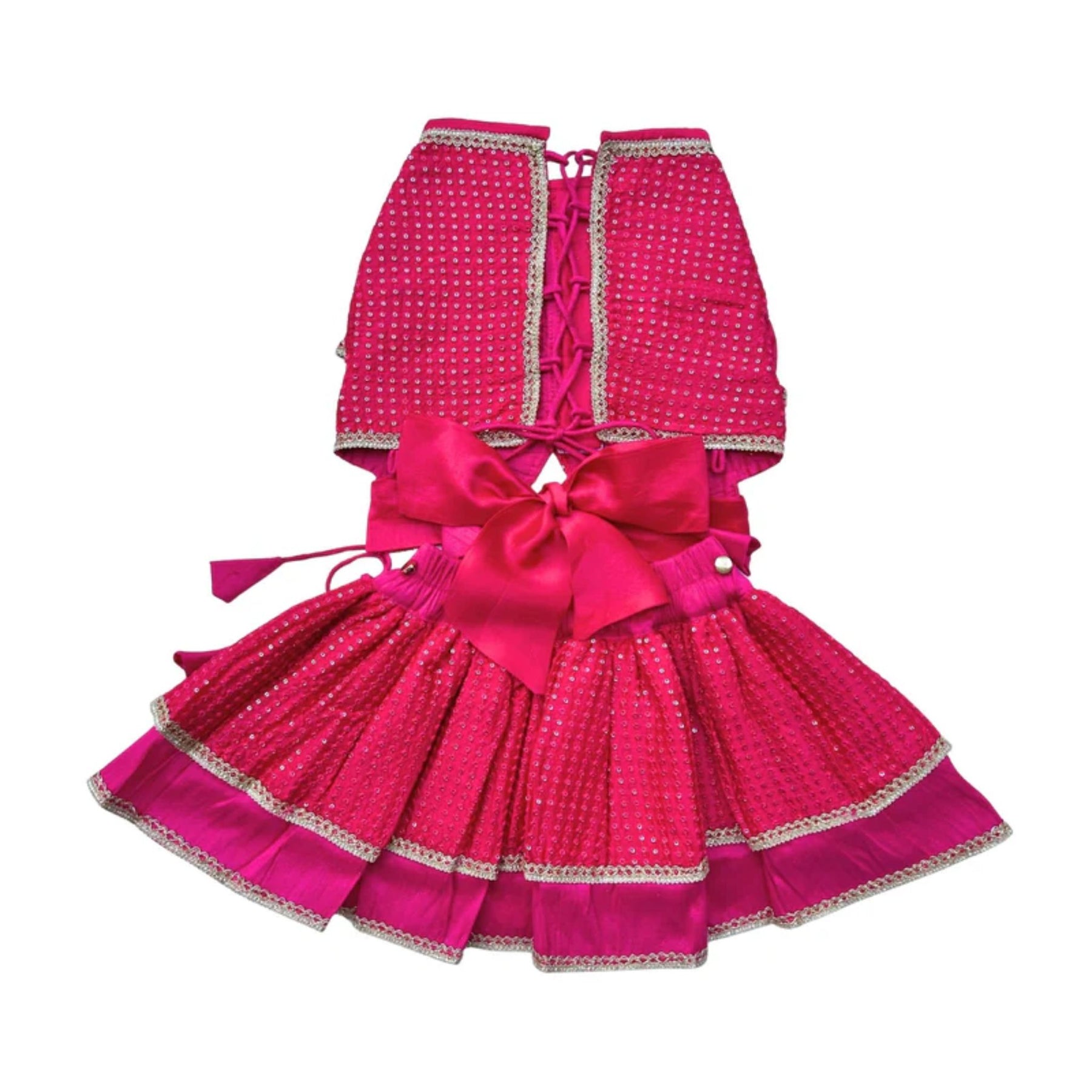 RANI PINK SITARA BOW LEHENGA + GOOD GIRL PINK BONE RAKHI FOR DOG AND CATS