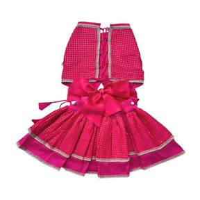 RANI PINK SITARA BOW LEHENGA + GOOD GIRL PINK BONE RAKHI FOR DOG AND CATS