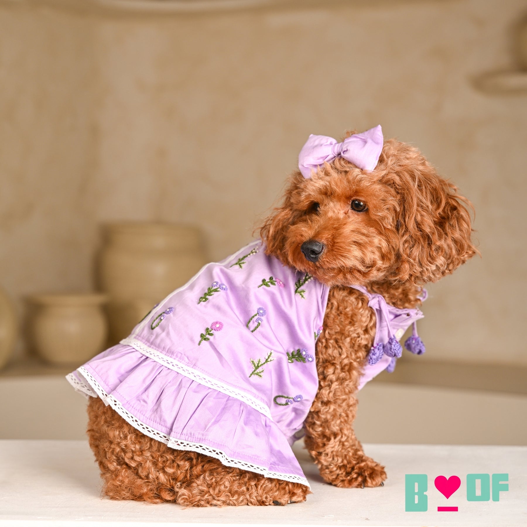 LILAC FOREST GATHER DRESS FOR DOGS AND CATS