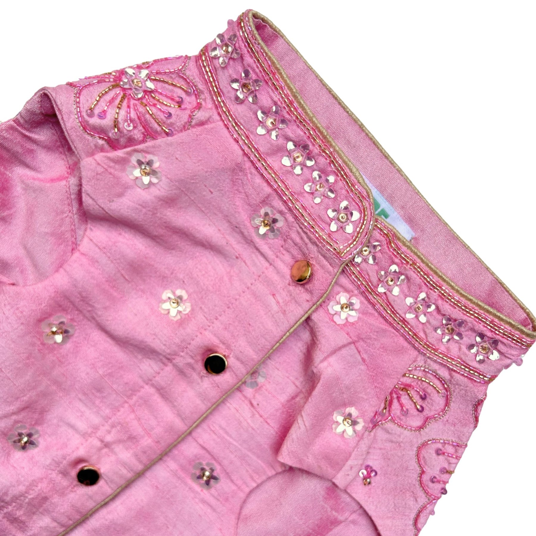 PINK BEADED FLOWER APPLIQUE SHERWANI FOR DOGS AND CATS
