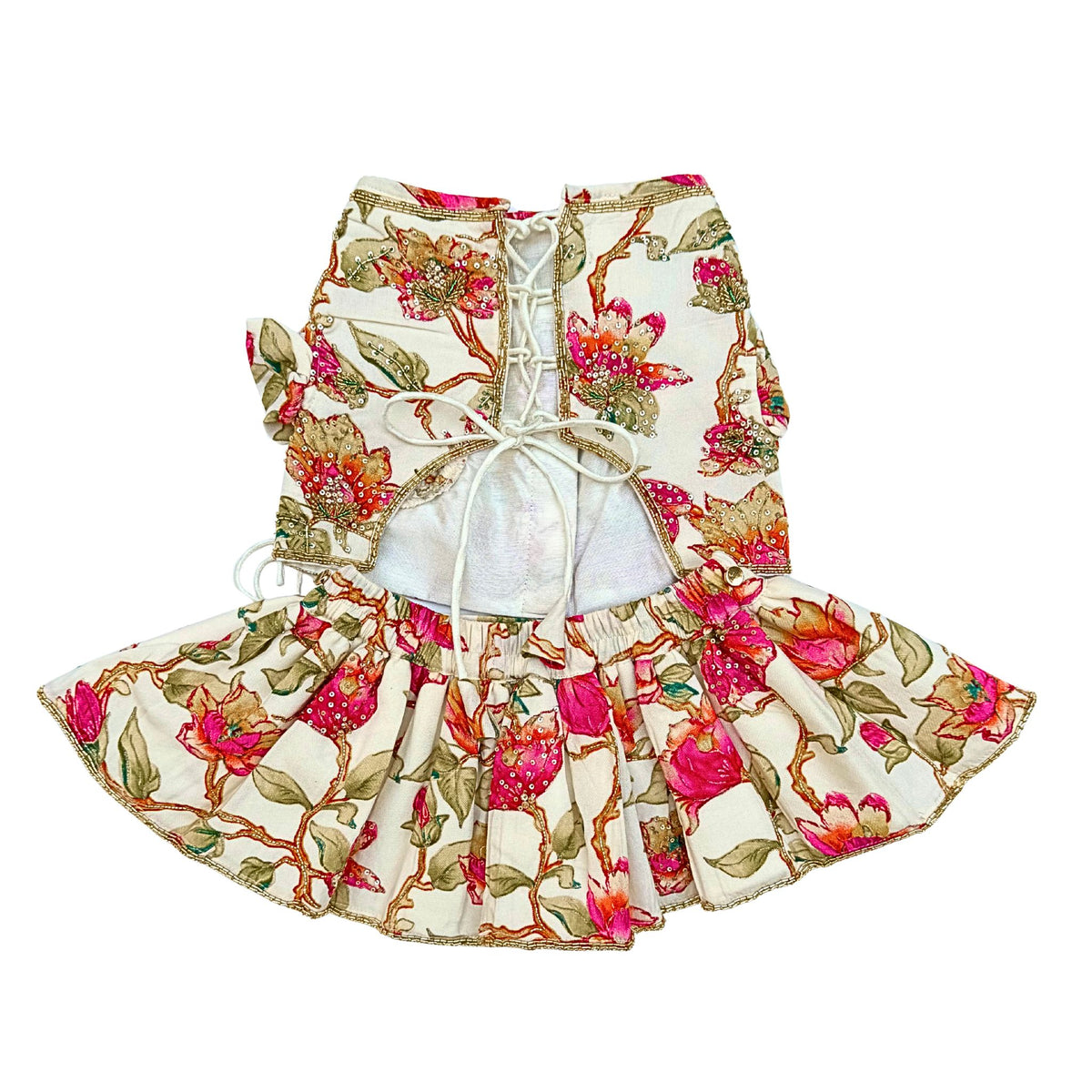 PHOOLJAAL HAND EMBROIDERED OFF-WHITE LEHENGA FOR DOGS AND CATS