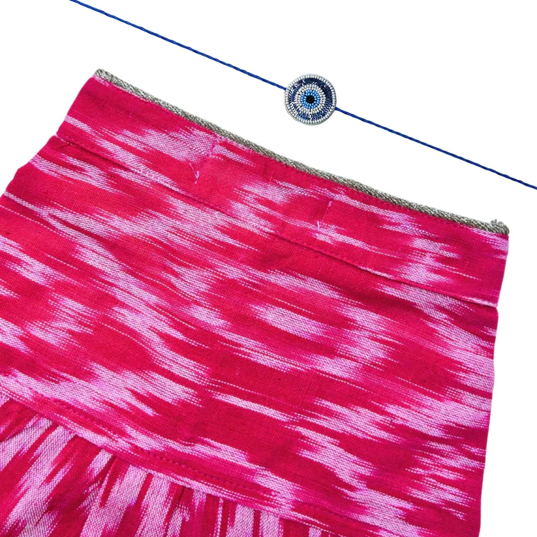 PINK COTTON IKAT PRINTED KURTA + EVIL EYE RAKHI FOR DOG AND CATS