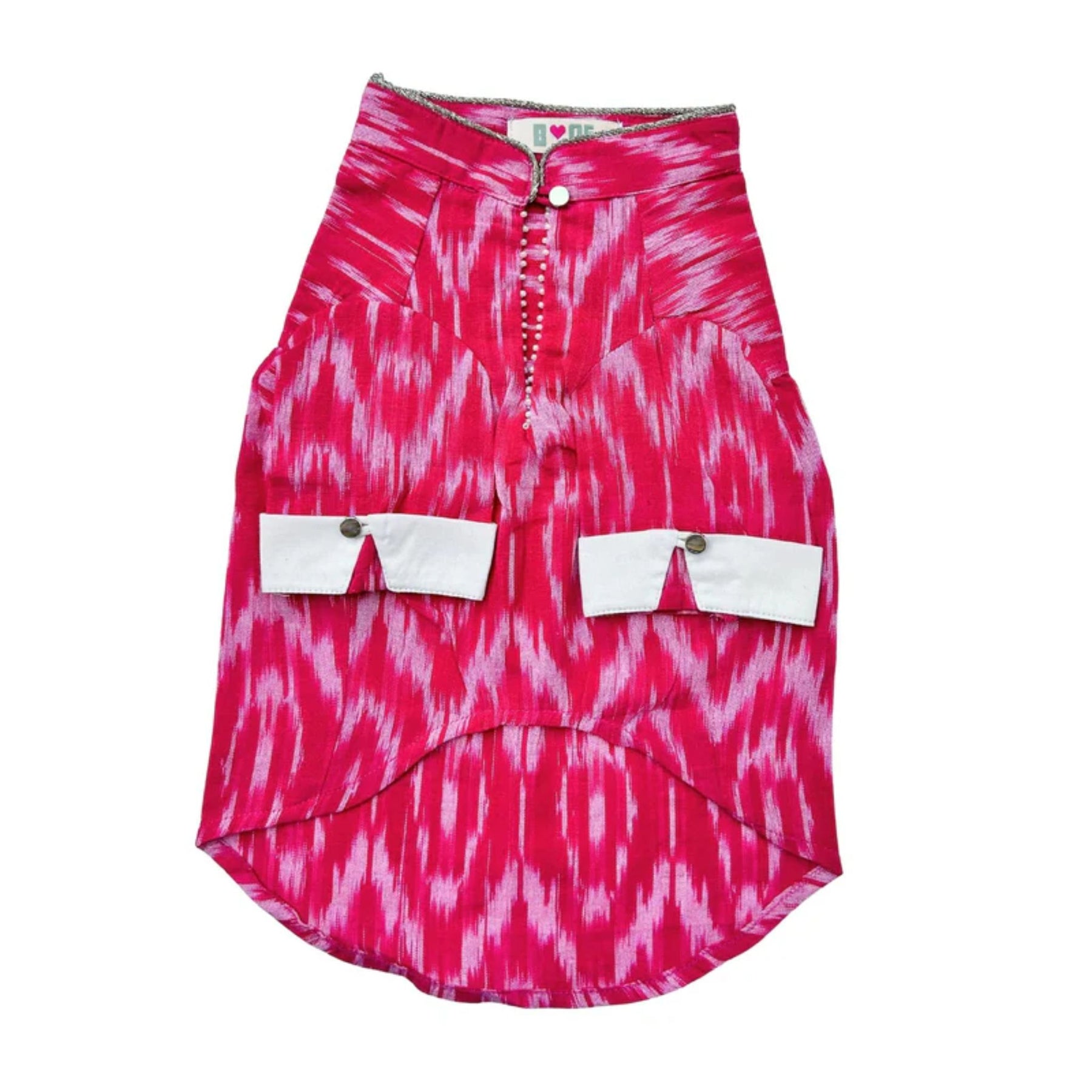 PINK COTTON IKAT PRINTED KURTA + EVIL EYE RAKHI FOR DOG AND CATS