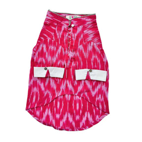 PINK COTTON IKAT PRINTED KURTA + EVIL EYE RAKHI FOR DOG AND CATS