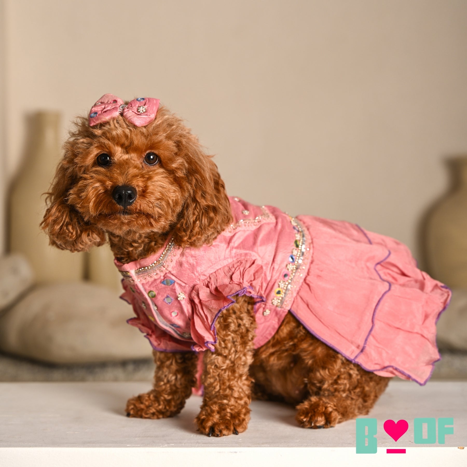 POWDER PINK COLOUR FLAKE ANARKALI FOR DOGS AND CATS
