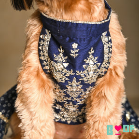 BLUE BANDHANI SILVER EMBELLISHED LEHENGA FOR DOGS AND CATS