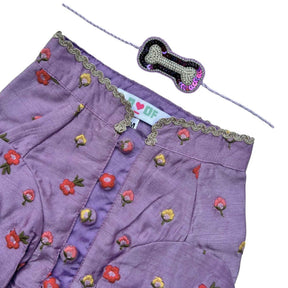 SUNSET PURPLE FLOWER EMBROIDERED DOG KURTA + PURPLE PEARL RAKHI FOR DOGS AND CATS