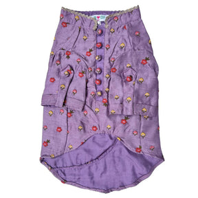 SUNSET PURPLE FLOWER EMBROIDERED DOG KURTA + PURPLE PEARL RAKHI FOR DOGS AND CATS