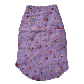 SUNSET PURPLE FLOWER EMBROIDERED DOG KURTA + PURPLE PEARL RAKHI FOR DOGS AND CATS