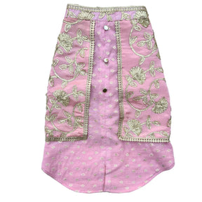 PASTEL PINK GOTA EMBROIDERY WAISTCOAT STYLE DOG KURTA + LIGHT PINK PEARL RAKHI FOR DOGS AND CATS