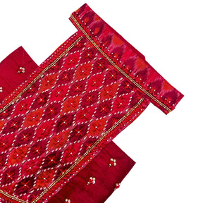 RED IKAT PRINT HAND EMBROIDERED LEHENGA FOR DOG AND CATS