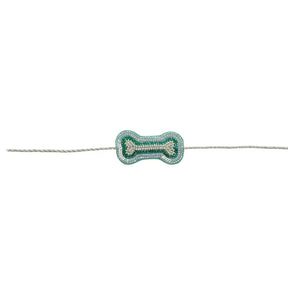 OFF-WHITE ZARI WORK DOG KURTA + AQUA GREEN PEARL BONE RAKHI FOR DOGS AND CATS