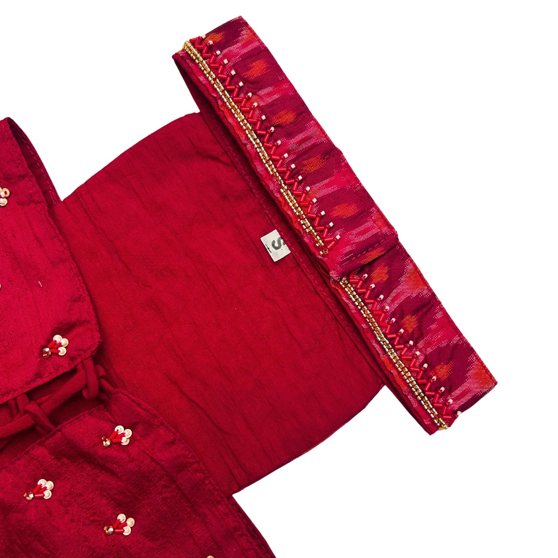 RED IKAT PRINT HAND EMBROIDERED LEHENGA FOR DOG AND CATS