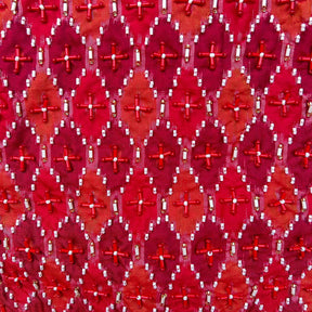 RED IKAT PRINT HAND EMBROIDERED LEHENGA FOR DOG AND CATS