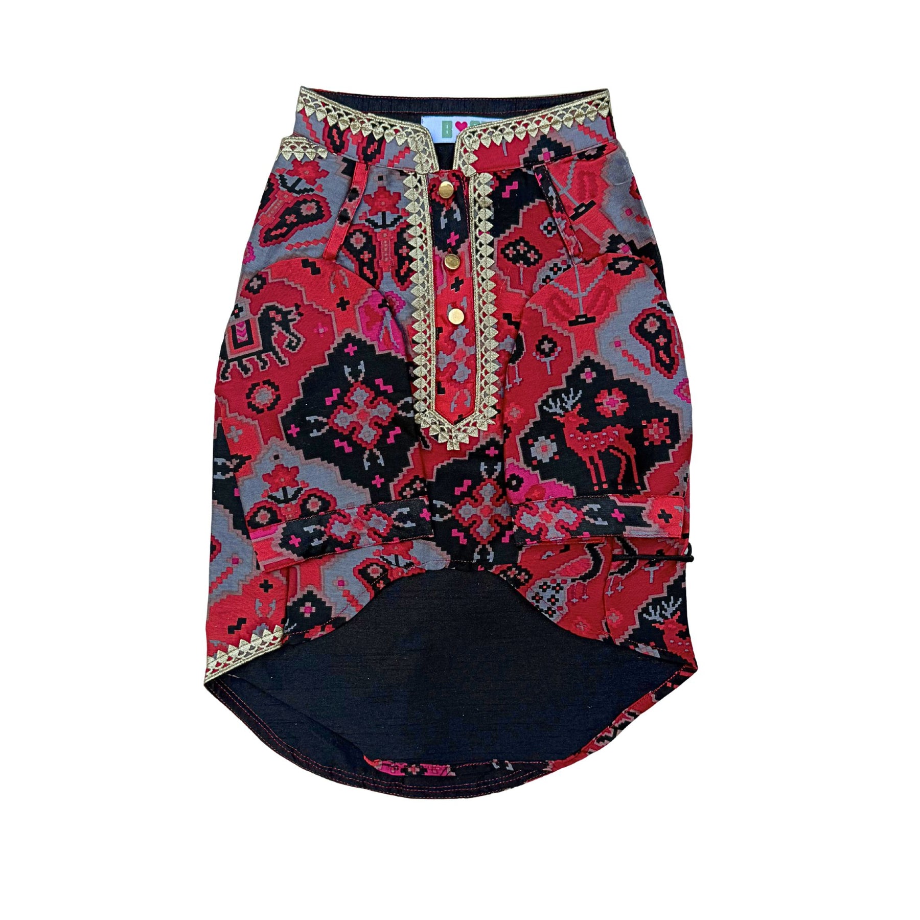 PATOLA BLACK KURTA FOR DOGS AND CATS