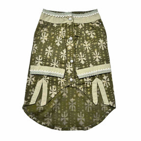 MEHENDI GREEN BATIK PRINT COTTON KURTA + GREEN BHAI RAKHI FOR DOGS AND CATS