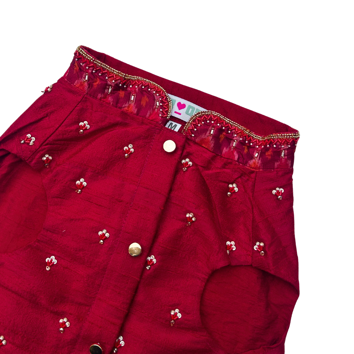 RED IKAT HAND EMBROIDERED SHERWANI FOR DOGS AND CATS