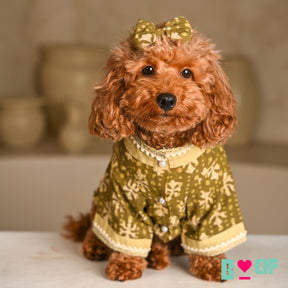 MEHENDI GREEN BATIK PRINT COTTON KURTA FOR DOGS AND CATS