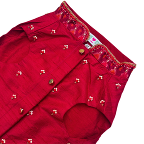 RED IKAT HAND EMBROIDERED SHERWANI FOR DOGS AND CATS
