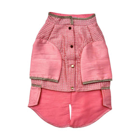 PEACH PINK SITARA KOTI KURTA + PINK PAW-SOME RAKHI FOR DOGS AND CATS