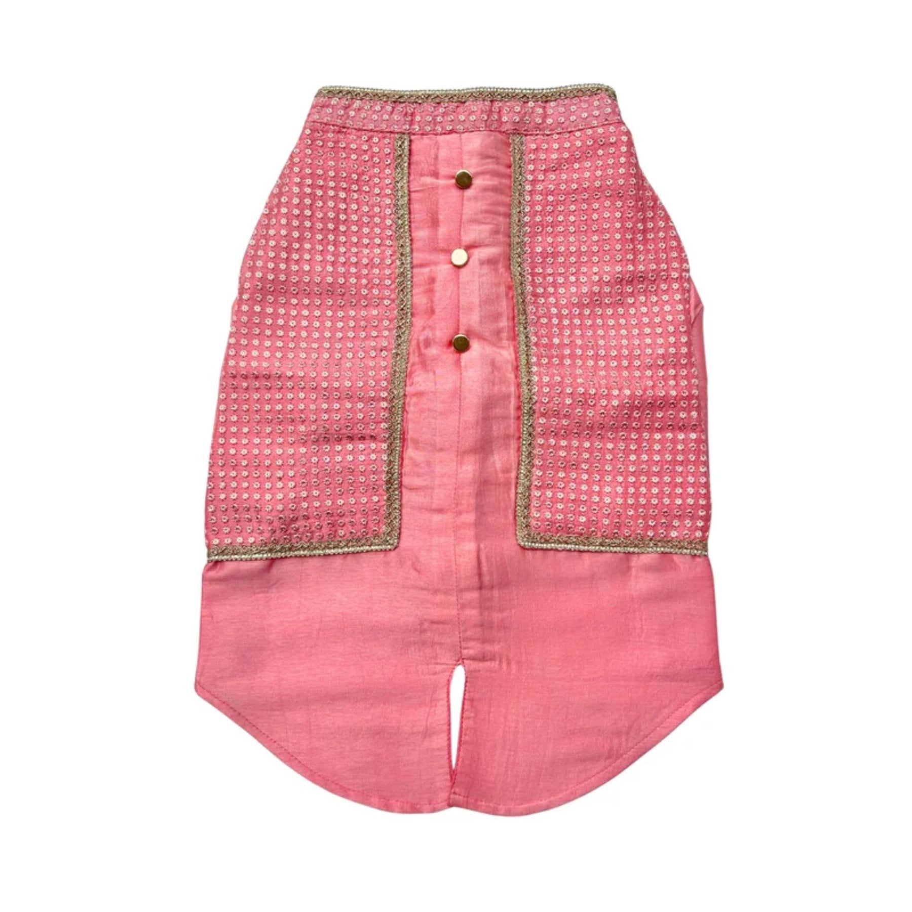 PEACH PINK SITARA KOTI KURTA + PINK PAW-SOME RAKHI FOR DOGS AND CATS
