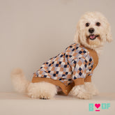 BLUE GREY CHECK SHAWL COLLAR DOG CARDIGAN